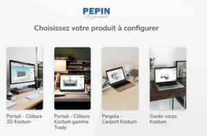 Choisissez votre produit à configurer en ligne : portail, clôture, pergola, carport, garde-corps - Les Portails Pepin.